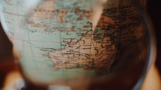 Globe with territory in focus.