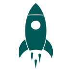 Adventurous value icon of rocket launching.