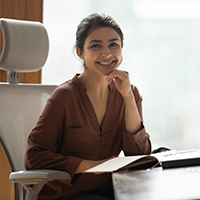 counsellor smiling in office