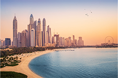 Dubai beach and cityscape