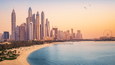 Dubai beach and cityscape