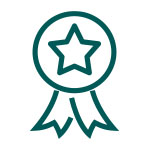 Respect value icon of merit badge with a star