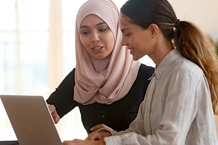 Women learning on laptop