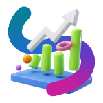 3d chart icon wrapped in gradient ribbon
